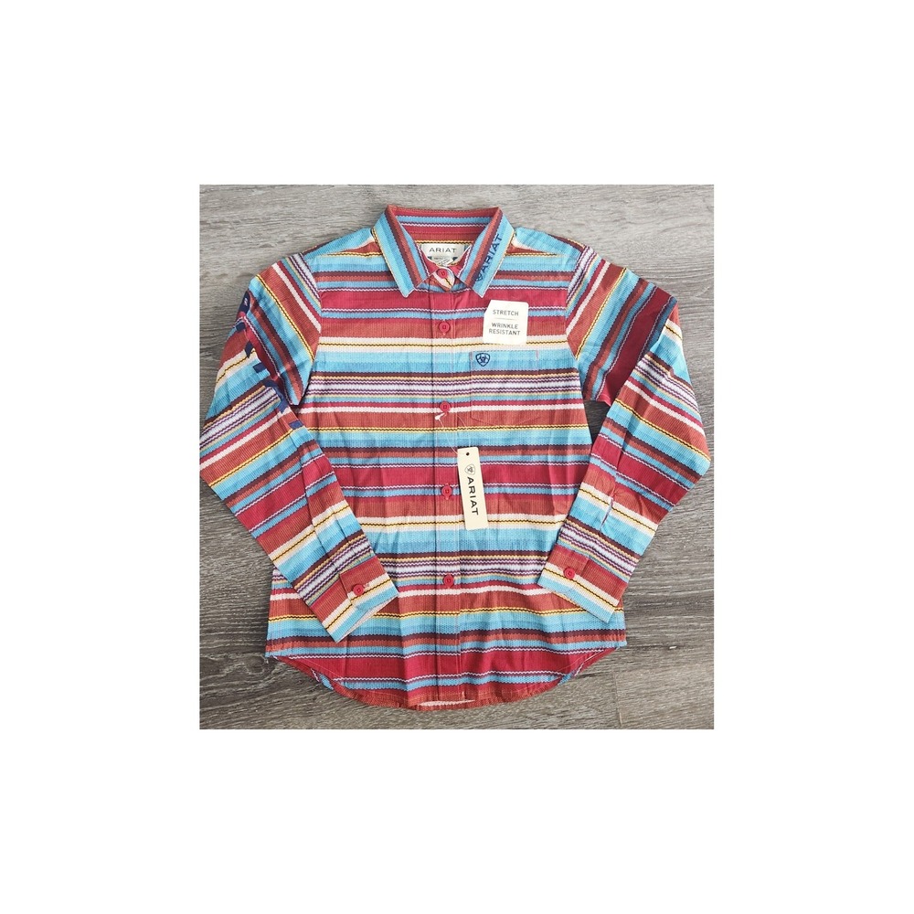 Ariat Youth Boys S/8 Serape Stripe Western Shirt Long Sleeve Stretch New
